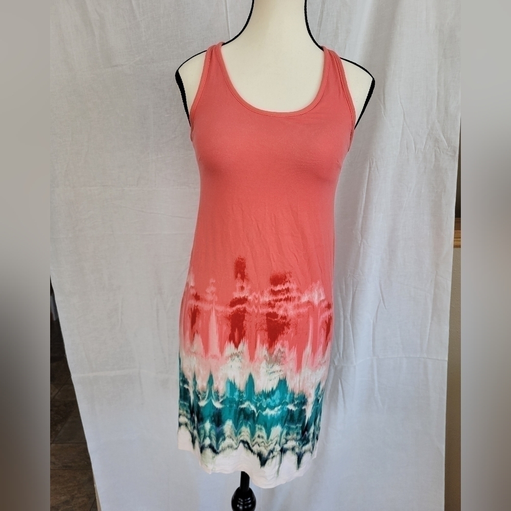 Dakini tie dye racerback built in shelf bra mini dress XS